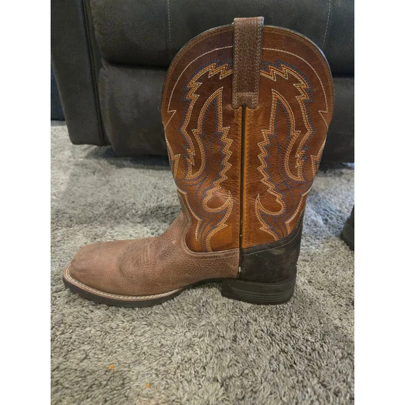Ariat Steadfast Performance Western Boots Brown & Blue Cowboy Boots Size 10.5 - Picture 5 of 16